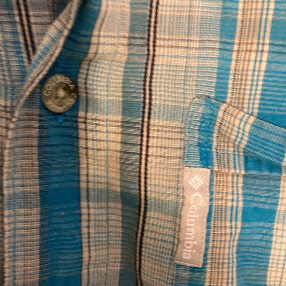 Blue plaid button up short sleeve Columbia - Picture 4 of 4